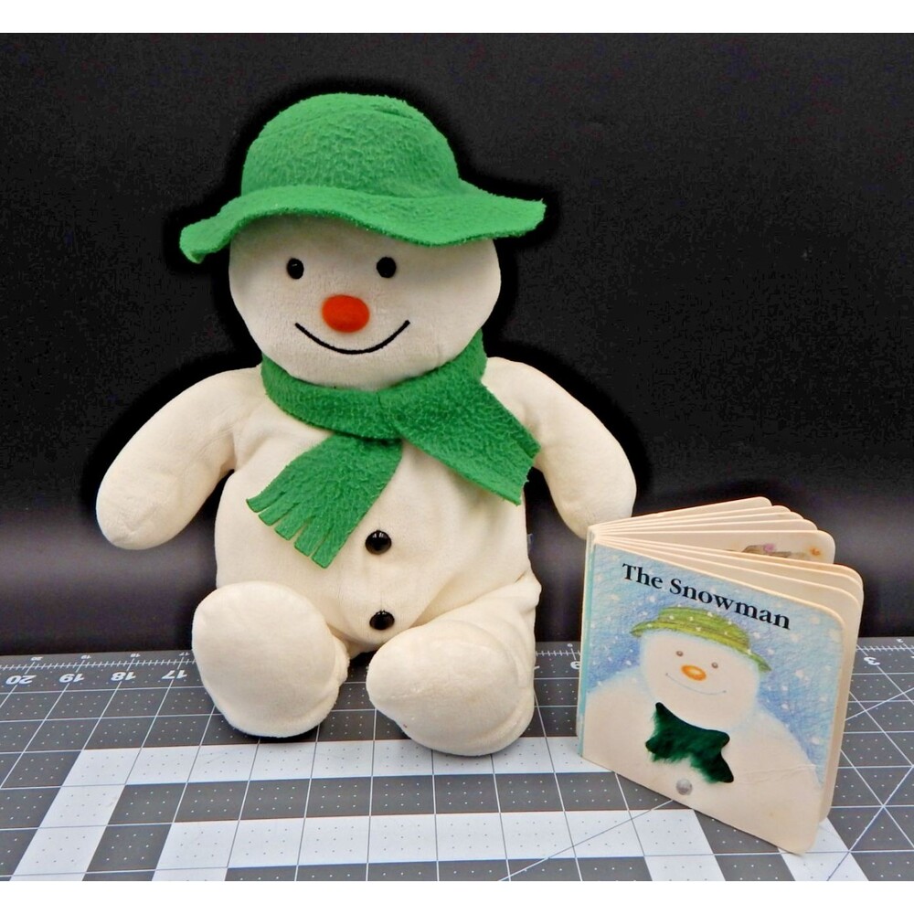 Eden Raymond Briggs The Snowman 14 Inch Plush Stuffed Green Hat Scarf Book